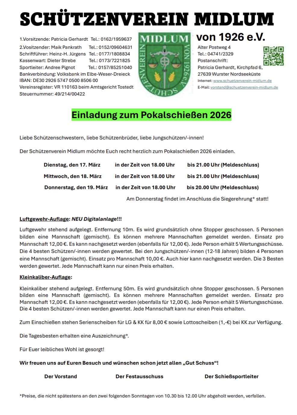 Einladung Pokalschießen