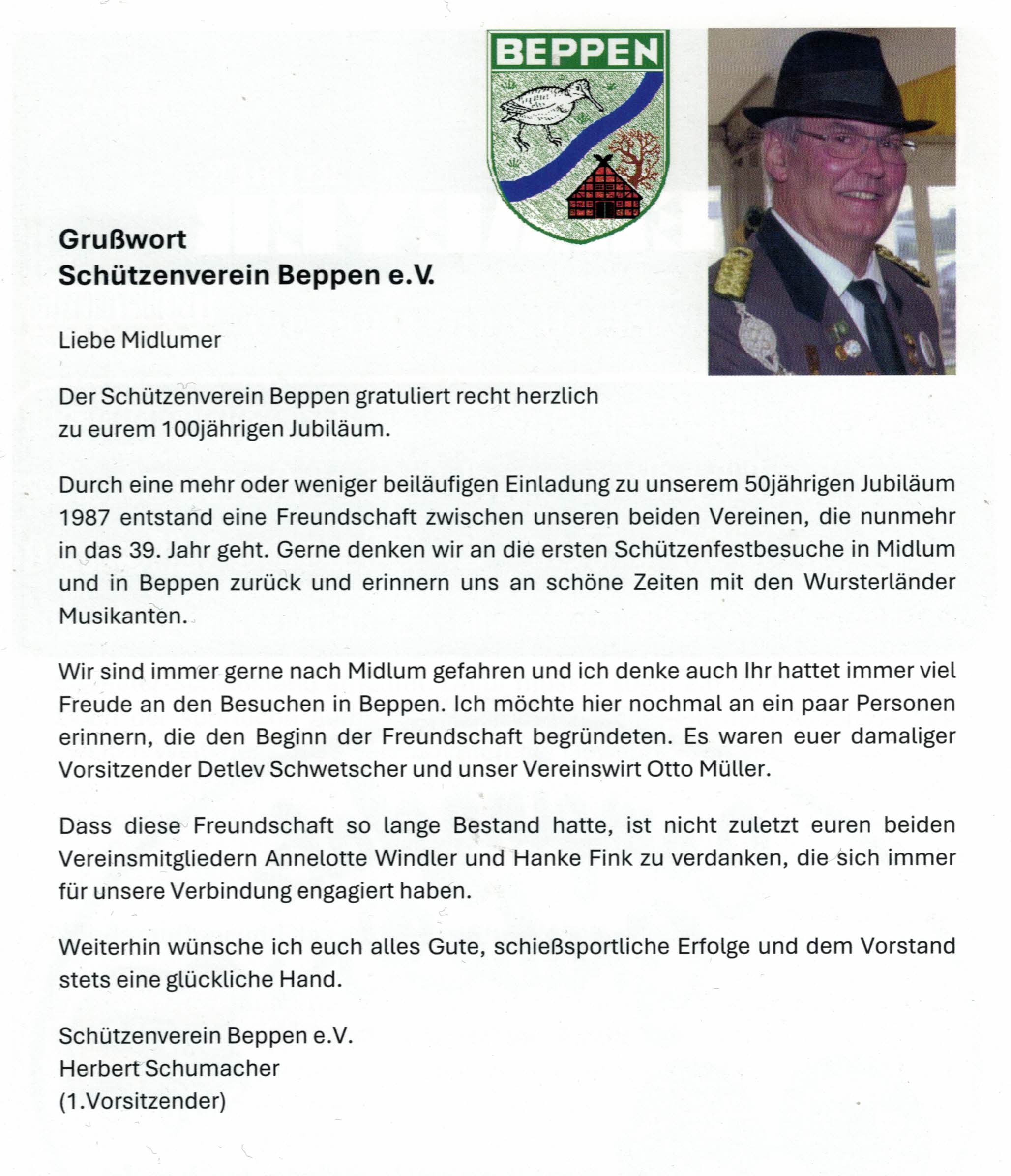 Grußwort 100 BP